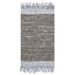 Gray 27 x 0.25 in Area Rug - Dakota Fields Exley Hand-Woven Flatweave Light Area Rug Leather/Cotton | 27 W x 0.25 D in | Wayfair