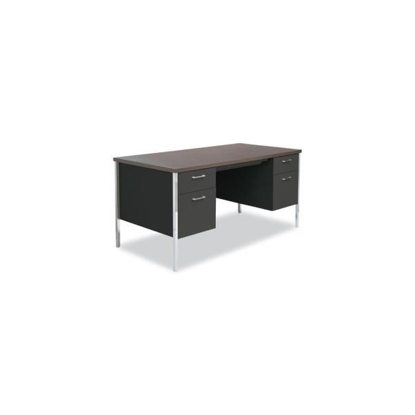 "alera-double-pedestal-steel-desk,-metal-desk,-60w-x-30d-x-29-1-2h,-walnut-black--alesd6030bm-"/