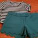 J. Crew Shorts | J Crew Green Scalloped Shorts And Striped Tee, Nwt | Color: Blue/Green | Size: Various