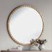 Gracia Gold Leaf Post 34" Round Metal Framed Wall Mirror