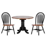 "Sunset Trading Black Cherry Selections 3 Piece 42"" Round Drop Leaf Dining Set with Arrowback Chairs - Sunset Trading DLU-TPD4242-820-BCH3PC"