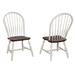 Sunset Trading Andrews Windsor Spindleback Dining Chair In Antique White with Chestnut Brown Seat ( Set of 2 ) - Sunset Trading DLU-C30-AW-2
