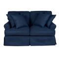 Sunset Trading Horizon T-Cushion Slipcovered Loveseat In Navy Blue Performance Fabric - Sunset Trading SU-117610-391049