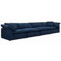 Sunset Trading Cloud Puff 4 Piece Slipcovered Modular Sectional Sofa In Navy Blue Performance Fabric - Sunset Trading SU-1458-49-2C-2A