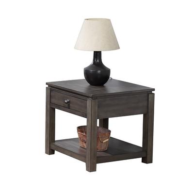 Sunset Trading Shades of Gray End Table with Drawer and Shelf - Sunset Trading DLU-EL1602