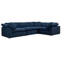 Sunset Trading Cloud Puff 4 Piece Slipcovered Modular L Shaped Sectional Sofa In Navy Blue Performance Fabric - Sunset Trading SU-1458-49-3C-1A