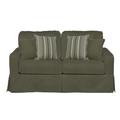 Sunset Trading Americana Box Cushion Slipcovered Loveseat In Forest Green - Sunset Trading SU-108510-410026