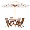 6-Piece Octagon Folding Table Set & Umbrella, White - All Things Cedar TT6P-O-W