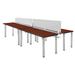 "Kee 60"" x 24"" Double Benching System w/ Privacy Divider in Cherry/ Chrome - Regency MBSPD12024CHBPCM"