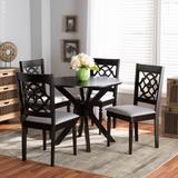 Baxton Studio Sadie Modern Grey Fabric & Dark Brown Finished Wood 5-PC Dining Set - Wholesale Interiors Sadie-Grey/Dark Brown-5PC Dining Set