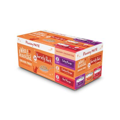 WholeHearted Grain Free Pate Savory Favorites Adult Wet Cat Food Variety Pack, 2.8 oz., Count of 24