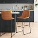 Zipcode Design™ Halterman Bar & Counter Stool Upholstered/Leather/Metal in Brown | 40.1 H x 18.9 W x 21.2 D in | Wayfair