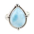 Blue Glory,'Pear-Shaped Larimar and Sterling Silver Cocktail Ring'