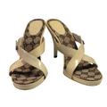 Gucci Shoes | Gucci Patent Leather Monogram Heel Sandals | Color: Cream/Tan | Size: 7.5