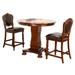 "Sunset Trading Bellagio 3 Piece 42"" Round Counter Height Dining, Chess and Poker Table Set With Reversible 3 in 1 Game Top In Distressed Cherry Brown Wood Includes Upholstered Stools with Nailheads - Sunset Trading CR-87148-TCB-3P"