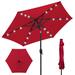 Arlmont & Co. Sheldon 7.5Ft Outdoor Solar Patio Umbrella For Deck, Pool W/Tilt, Crank, LED Lights Metal in Red | 96 H in | Wayfair