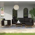 Joss & Main Savion Sectional Seating Group w/ Cushions Metal in Brown | 29.5 H x 33.5 W x 33.5 D in | Outdoor Furniture | Wayfair