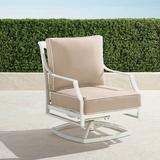 Grayson Swivel Lounge Chair with Cushions in White Finish - Alejandra Floral Cobalt - Frontgate