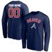 Men's Fanatics Branded Navy Atlanta Braves Personalized Winning Streak Name & Number Long Sleeve T-Shirt