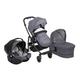 Graco Evo Trio Kinderwagen-Set 3 in 1, Kombikinderwagen, Babywanne und Babyschale (SnugEssentials i-Size), ab der Geburt, Komplettset, inkl. Fußsack und Regenverdeck, klappbar, Suits Me