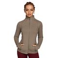 QUEENIEKE Sports Jacket Womens Running Jacket with Packets Slim Fit and Cottony-Soft Handfeel Sports Tops (S, Brown)