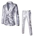 PPPPA Mens Floral Party Dress Suit Stylish Dinner Jacket Sequin Party Top Mens Blazer Single Breasted Tuxedo Jacket Business Suit Mens Suits Slim Fit Wedding Suit Button Formal Blazer Jackets… Silver