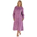 Slenderella Ladies Button Up Dressing Gown Super Soft Waffle Fleece Bath Robe Medium (Heather)