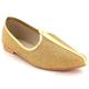 Mens Gents Groom Shimmery Traditional Ethnic Wedding Indian Pumps Khussa Jutti Mojari Slip On Flat Gold Color Shoes Size UK 9