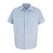 Red Kap CS20LONG Long Size, Short Sleeve Striped Industrial Work Shirt in White/Blue size ML | Cotton/Polyester Blend