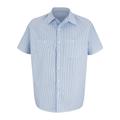 Red Kap CS20 Short Sleeve Striped Industrial Work Shirt in White/Blue size SR | Cotton/Polyester Blend