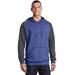 District DT196 Men's Young Mens Lightweight Fleece Raglan Hoodie in Heathered Deep Royal/Heathered Charcoal size XL | Cotton/Polyester Blend