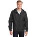 Sport-Tek JST53 Embossed Hooded Wind Jacket in Black size 4XL | Polyester