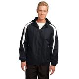 Sport-Tek JST81 Fleece-Lined Colorblock Jacket in Black/White size Small | Polyester