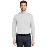 Port Authority K321 Interlock Knit Mock Turtleneck T-Shirt in White size Medium | Cotton