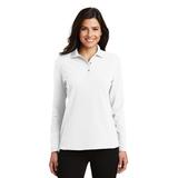 Port Authority L500LS Women's Silk Touch Long Sleeve Polo Shirt in White size 4XL | Cotton/Polyester Blend