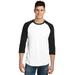 District DT6210 Very Important Top 3/4-Sleeve Raglan in Black/White size 4XL | Cotton/Polyester Blend