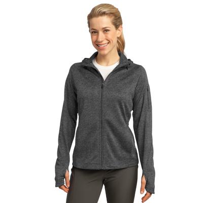 Sport-Tek L248 Women's Tech Fleece Full-Zip Hooded Jacket in Graphite Grey size XS | Polyester