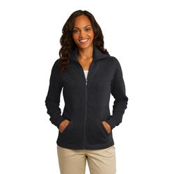 Port Authority L293 Women's Slub Fleece Full-Zip Jacket in Black size Medium | Cotton/Polyester Blend