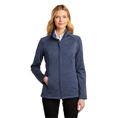 Port Authority L339 Women's Stream Soft Shell Jacket in Dress Blue Navy Heather size XL | Fleece