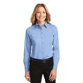 Port Authority L608 Women's Long Sleeve Easy Care Shirt in Light Blue/Light Stone size Small | Cotton/Polyester Blend