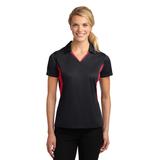 Sport-Tek LST655 Women's Side Blocked Micropique Sport-Wick Polo Shirt in Black/True Red size 2XL | Polyester