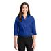 Port Authority LW102 Women's 3/4-Sleeve Carefree Poplin Shirt in True Royal Blue size Large | Cotton/Polyester Blend
