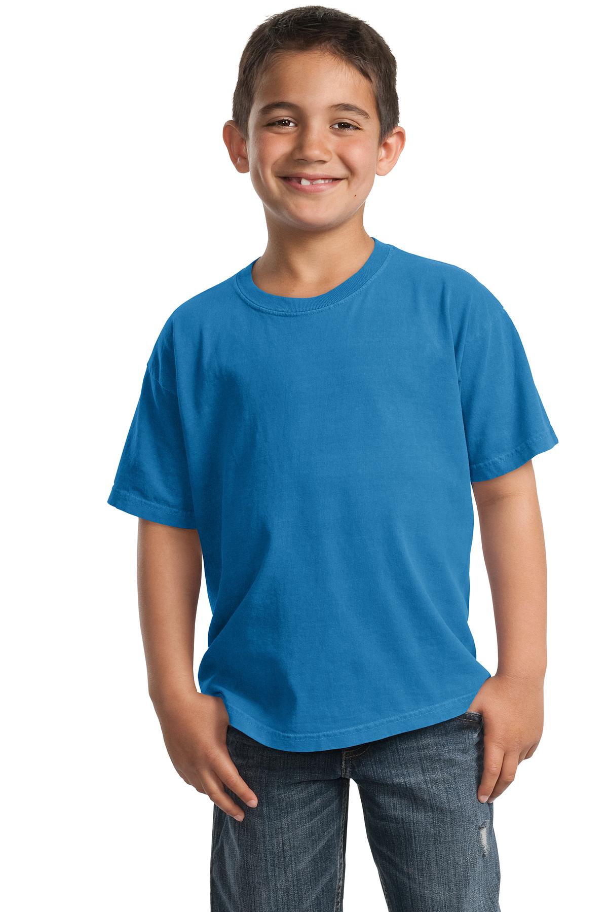 Port & Company PC099Y Youth Beach Wash Garment-Dyed Top in Blue Moon size XS | Cotton
