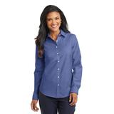 Port Authority L658 Women's SuperPro Oxford Shirt in Navy Blue size Large | Cotton/Polyester Blend