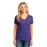 Port & Company LPC54V Women's Core Cotton V-Neck Top in Purple size XL | Polyester Blend