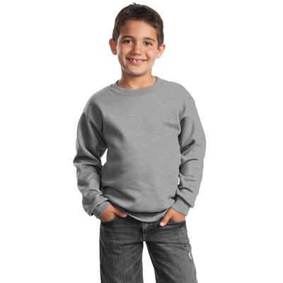 Port & Company PC90Y Youth Core Fleece Crewneck Sweatshirt in Heather size XS | Cotton/Polyester Blend