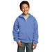 Port & Company PC90YZH Youth Core Fleece Full-Zip Hooded Sweatshirt in Carolina Blue size XL | Cotton/Polyester Blend