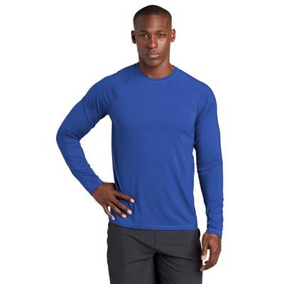 Sport-Tek ST470LS Athletic Long Sleeve Rashguard Top in True Royal Blue size 2XL | Polyester/Spandex Blend