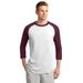 Sport-Tek T200 Colorblock Raglan Jersey T-Shirt in White/Maroon size 6XL | Cotton