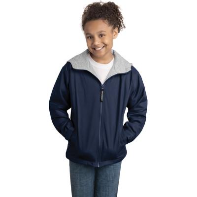 Port Authority YJP56 Youth Team Jacket in Bright Navy Blue/Light Oxford size XS | Polyester Blend